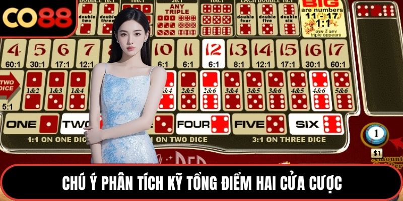 Chú ý phân tích kỹ tổng điểm  hai cửa cược